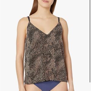Seafolly Standard Printed Sleeveless Cami Cover Up Tank Top Safari Spot Black